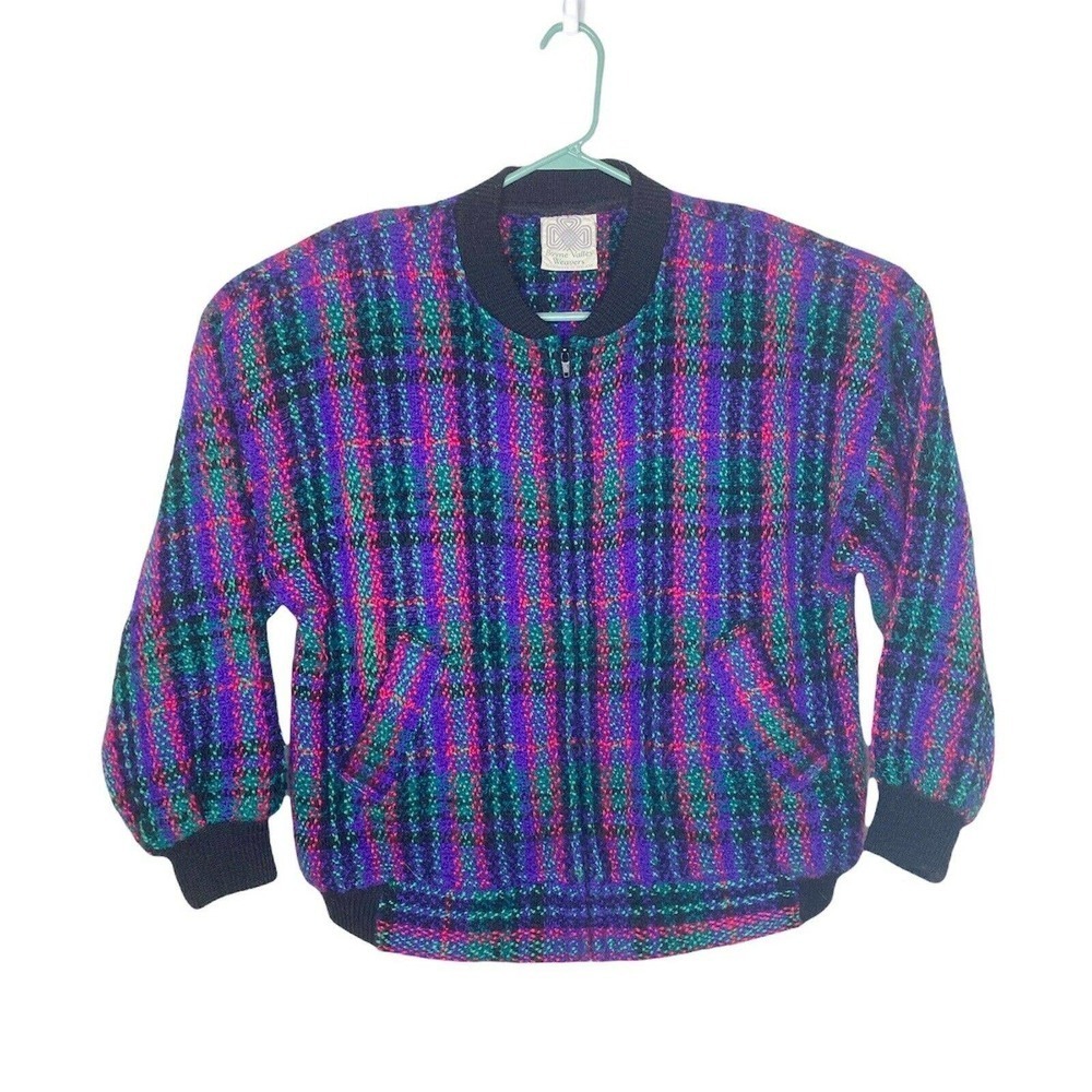 boyne Valley Weavers Handmade in Ireland vtg Women Wool Zip Sweater Jacket Sm